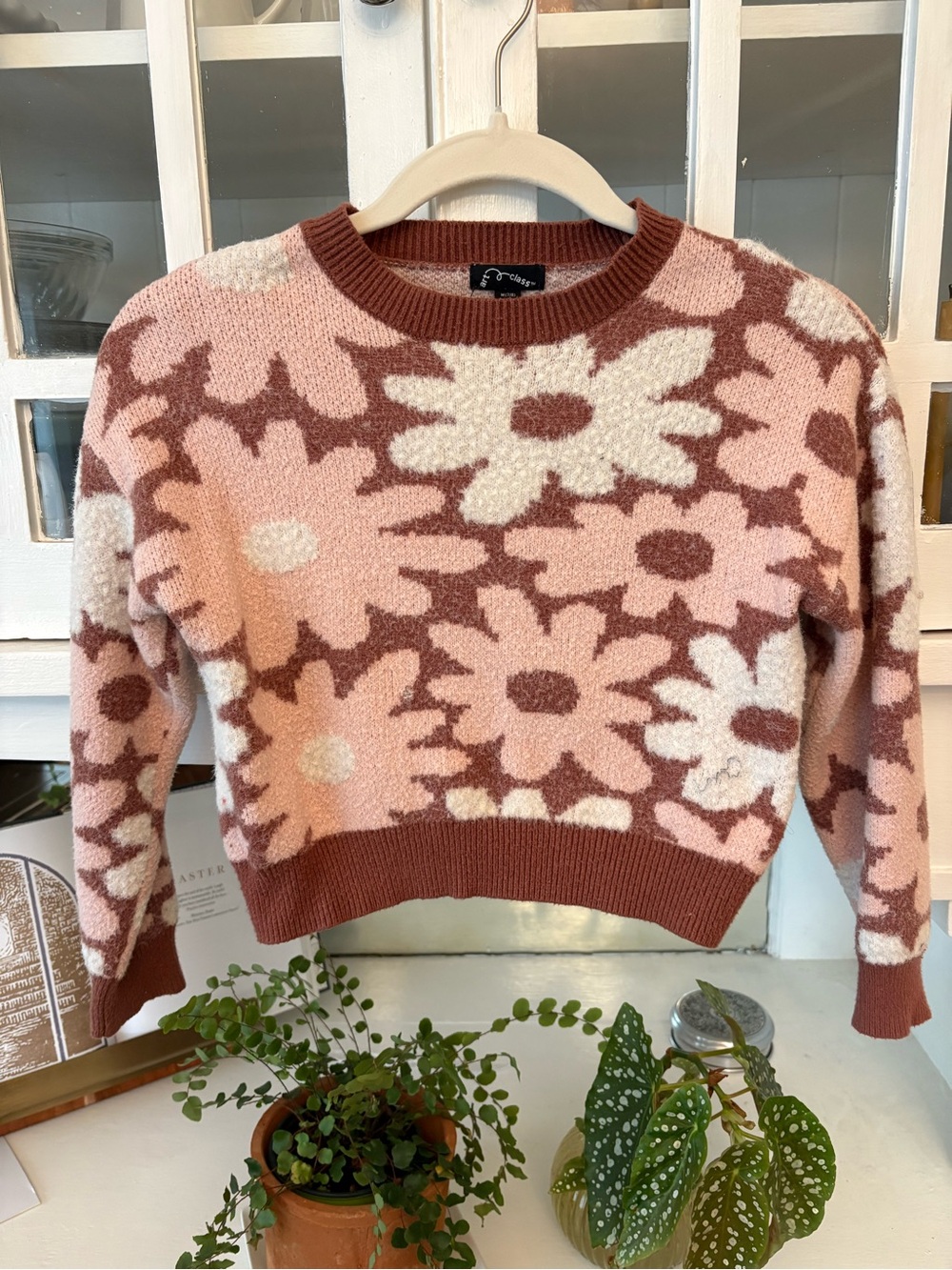 art class Pink & Brown Floral Crewneck Sweater